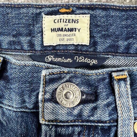 Citizens of Humanity Liya Classic Fit Crop Sz 22" Blue Distressed Summer Sleek - Picture 3 of 14